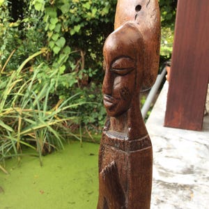 beautiful vintage wood carved slim  African madonna, Christian African art dating from the last century, African our lady, black madonna