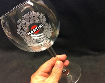 2 grands vintage Martini Martini Fiero Ballon Glass publicité logo Martini collection Martini, collectionneur de marques Martini