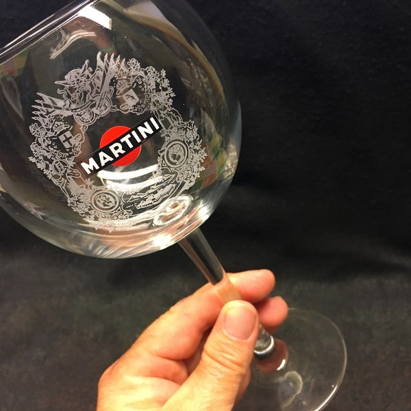 2 grands vintage Martini Martini Fiero Ballon Glass publicité logo Martini collection Martini, collectionneur de marques Martini