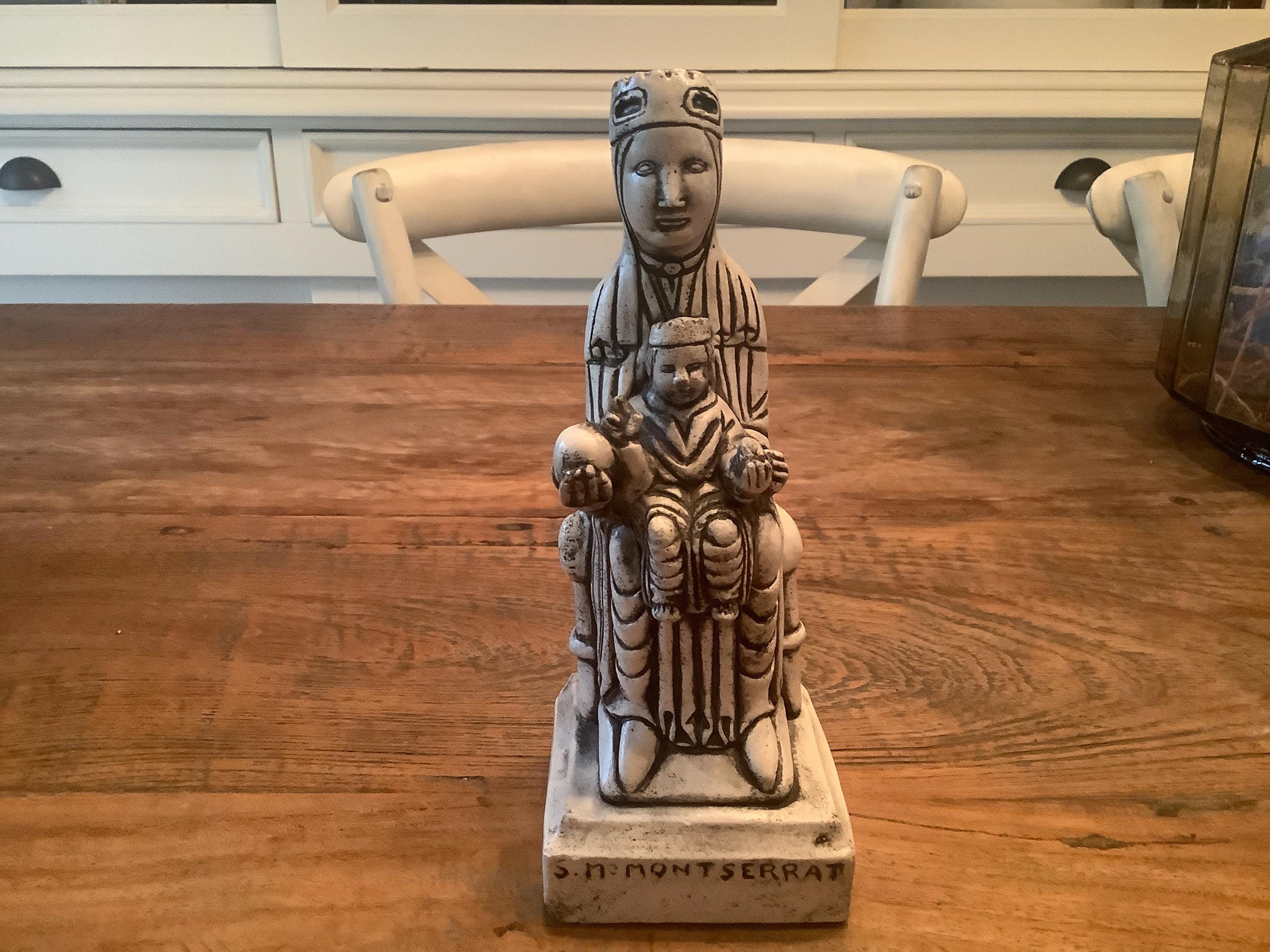 Vintage Montserrat Virgin Mary Statue, Religious Sculpture