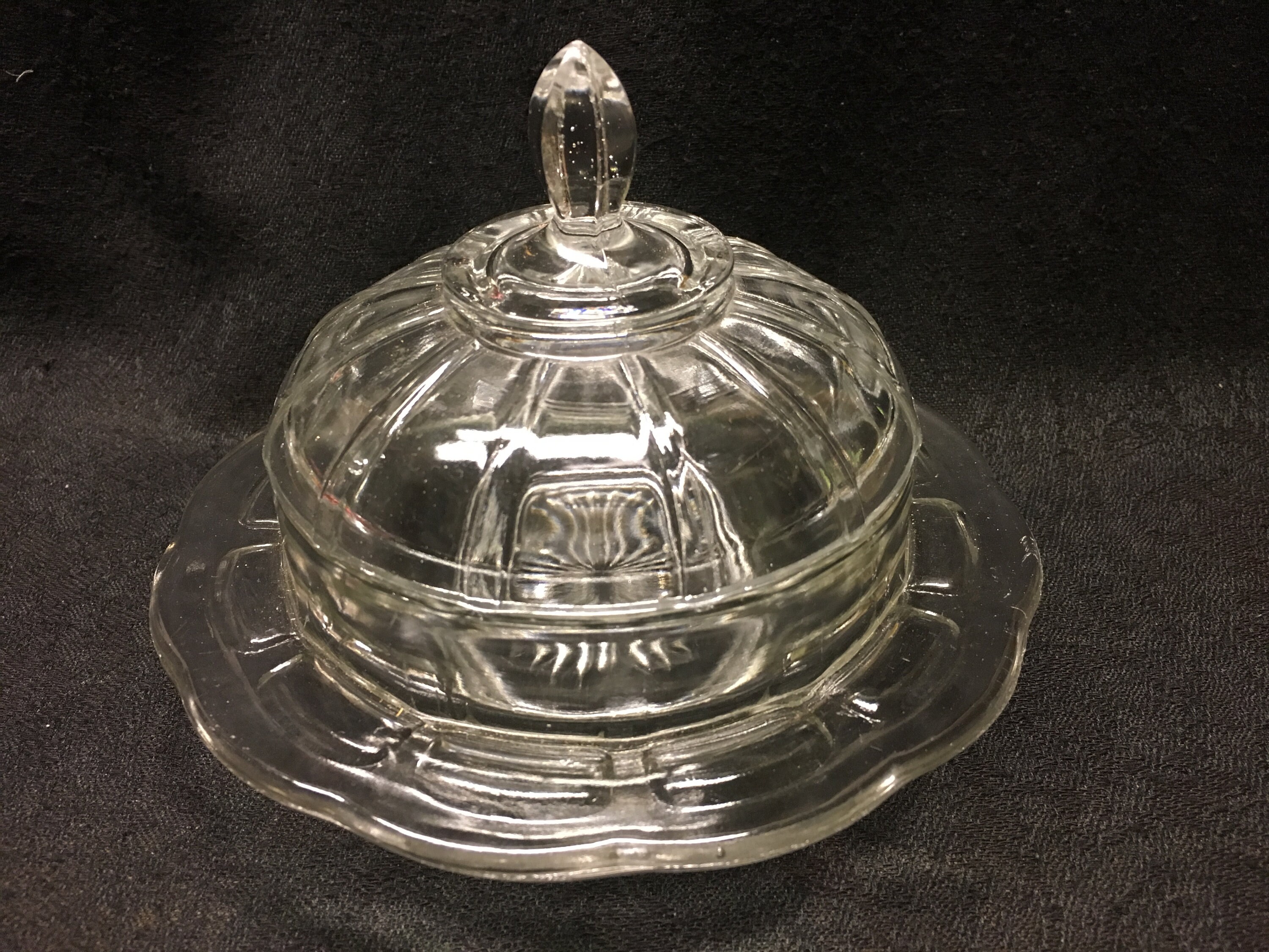 Vintage pressed round Glass butter dish with glass lid with Etsy
