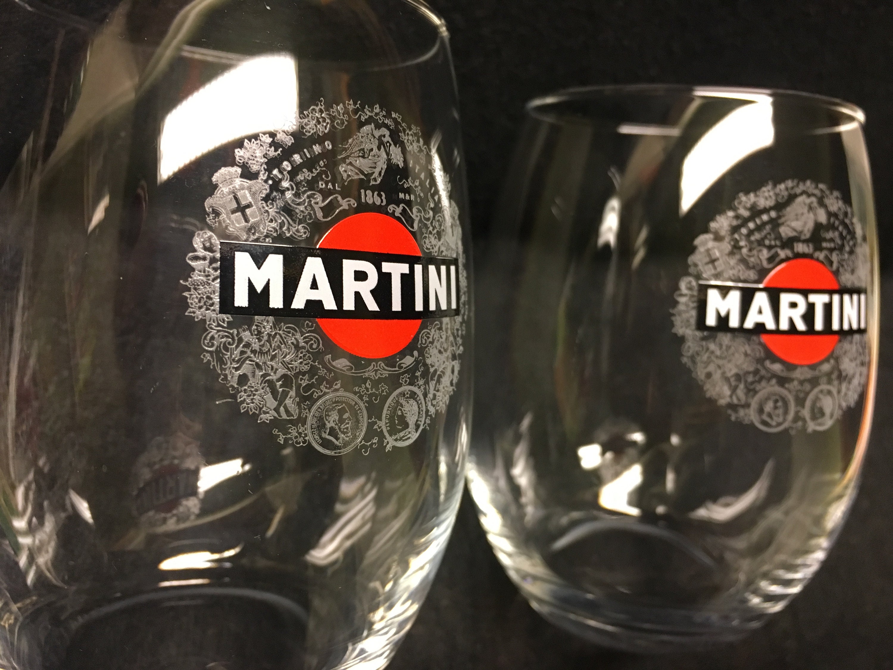 2 Martini Bianco Tonic Glasses Advertising Martini Brand Logo Etsy UK