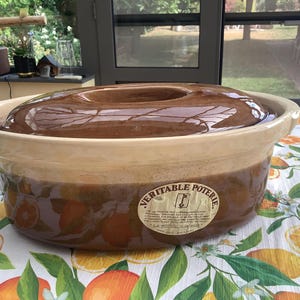 Vintage French Paté Terrine with Lid: Brown Faience La Bourguignonne