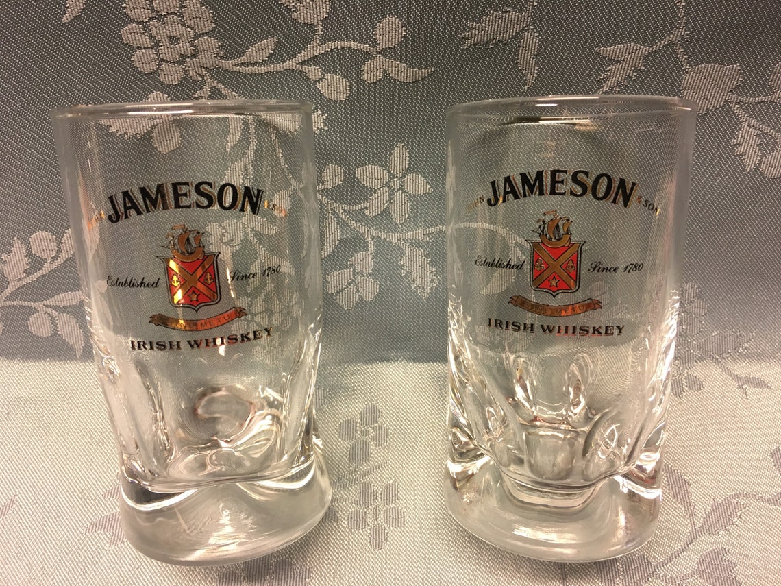 2 Vintage Jameson Irish Whiskey Tumbler Glasses Etsy