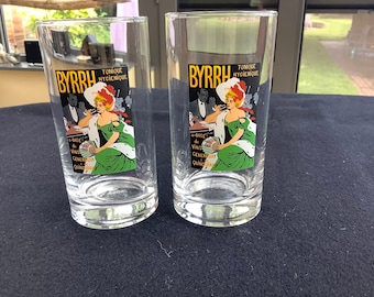 2 vintage Byrrh glasses, your aperitif, Byrrh Belle Époque advertising