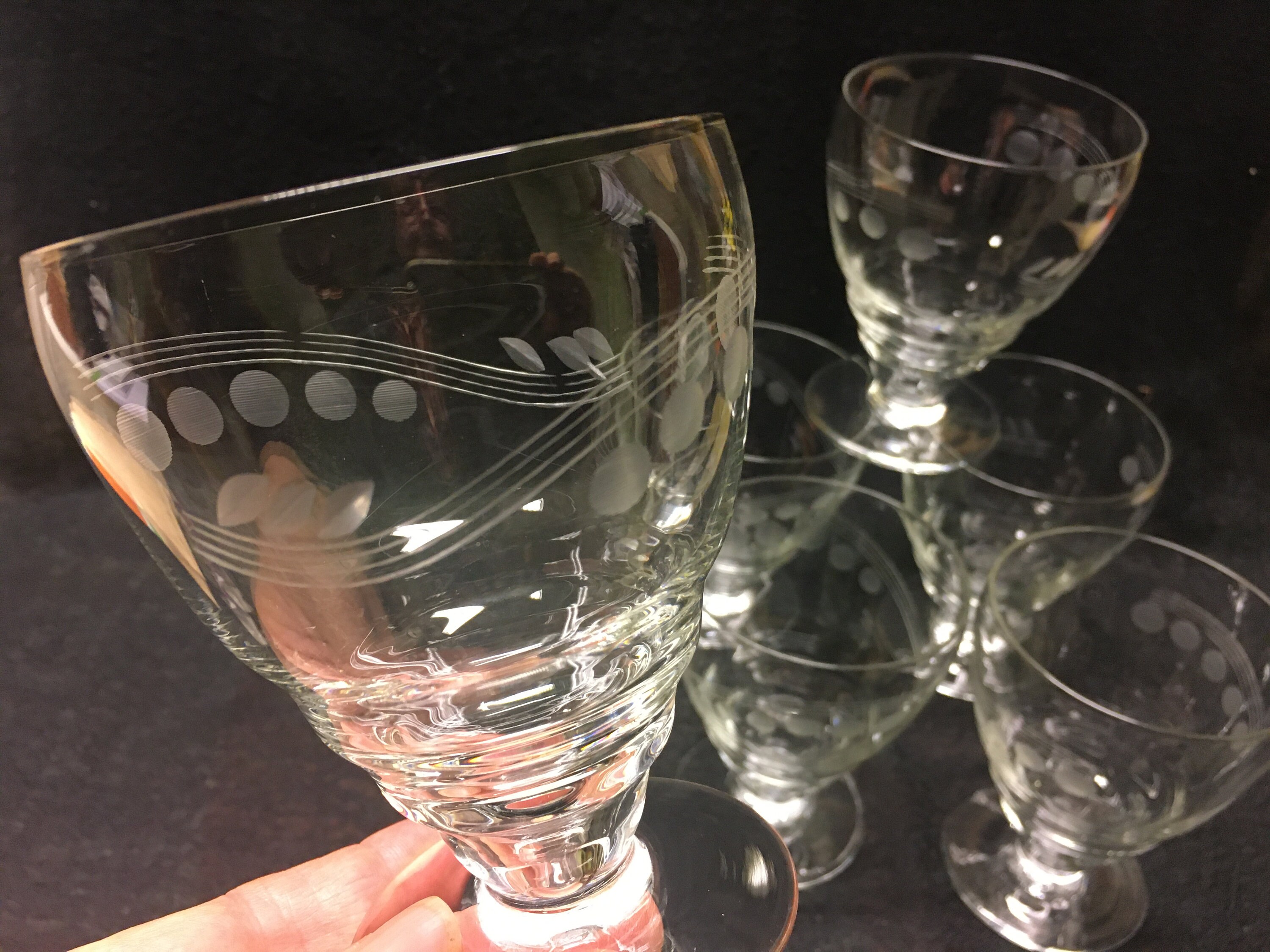 Two Blue Tall Drinking Glasses Round Top and Square Bottom -  Hong Kong