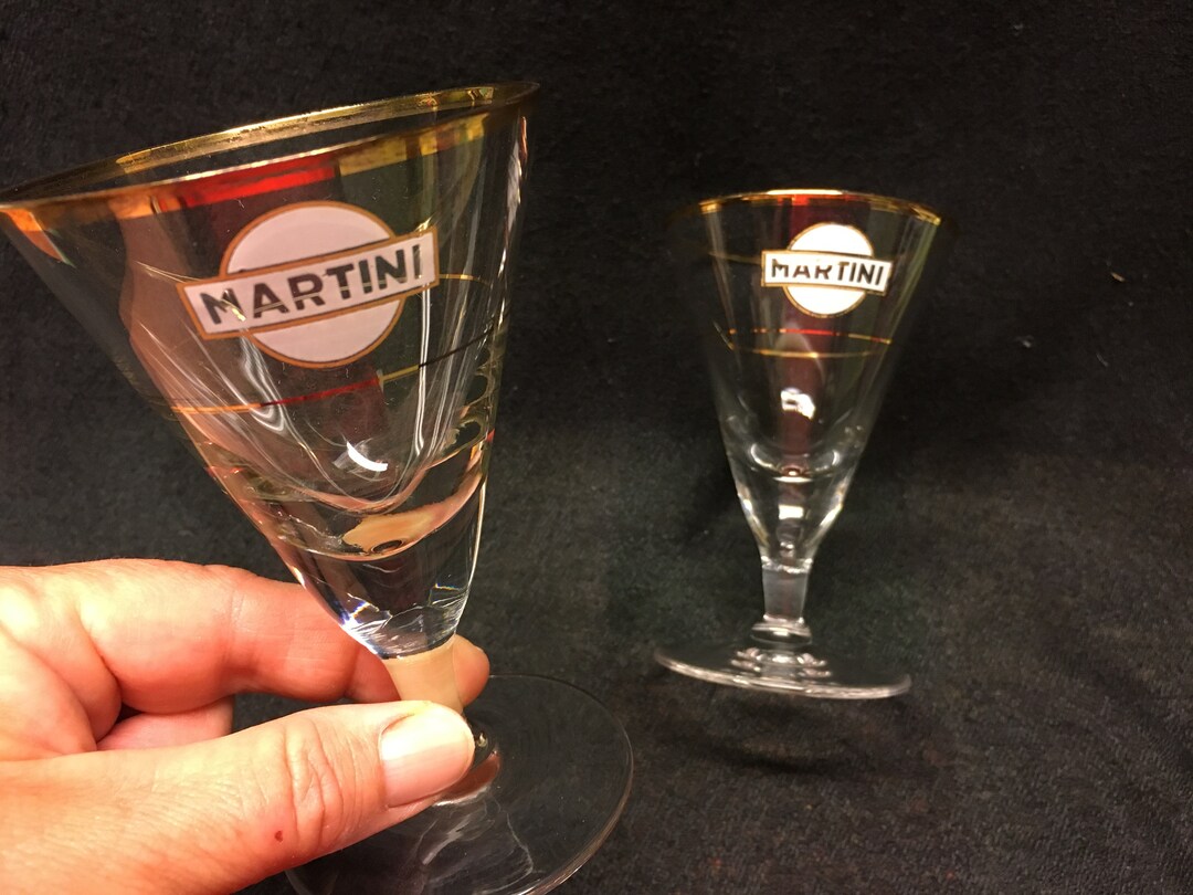 2 Vintage Old Vintage Martini Glasses Advertising Martini Etsy