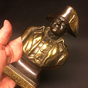 Vintage bronzen buste Napoleon Bonaparte in, souvenir &#39;Waterloo&#39; België, historisch verzamelobject