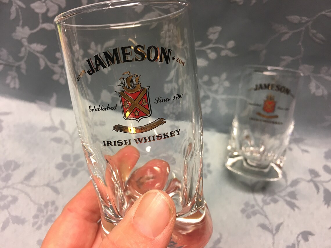 2 Vintage Jameson Irish Whiskey Tumbler Glasses Etsy
