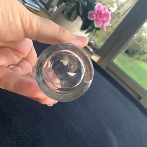 May include: The bottom of a clear glass shot glass.