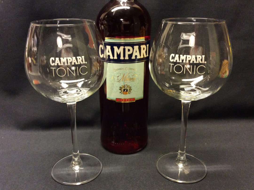 2 Vintage Campari Cocktail Glasses on Foot With White Etsy UK