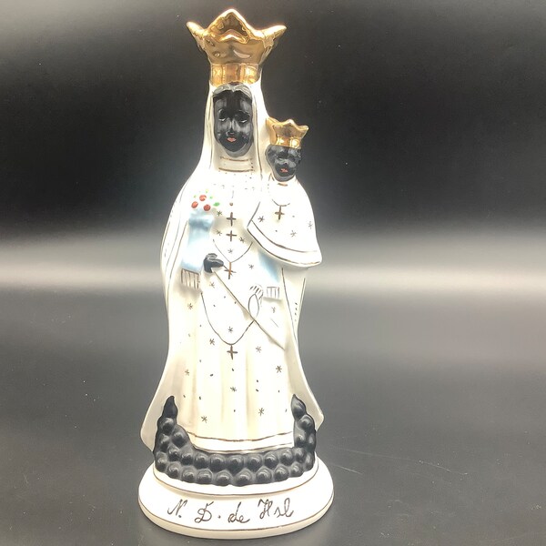 Antique Black Madonna Statue - Etsy