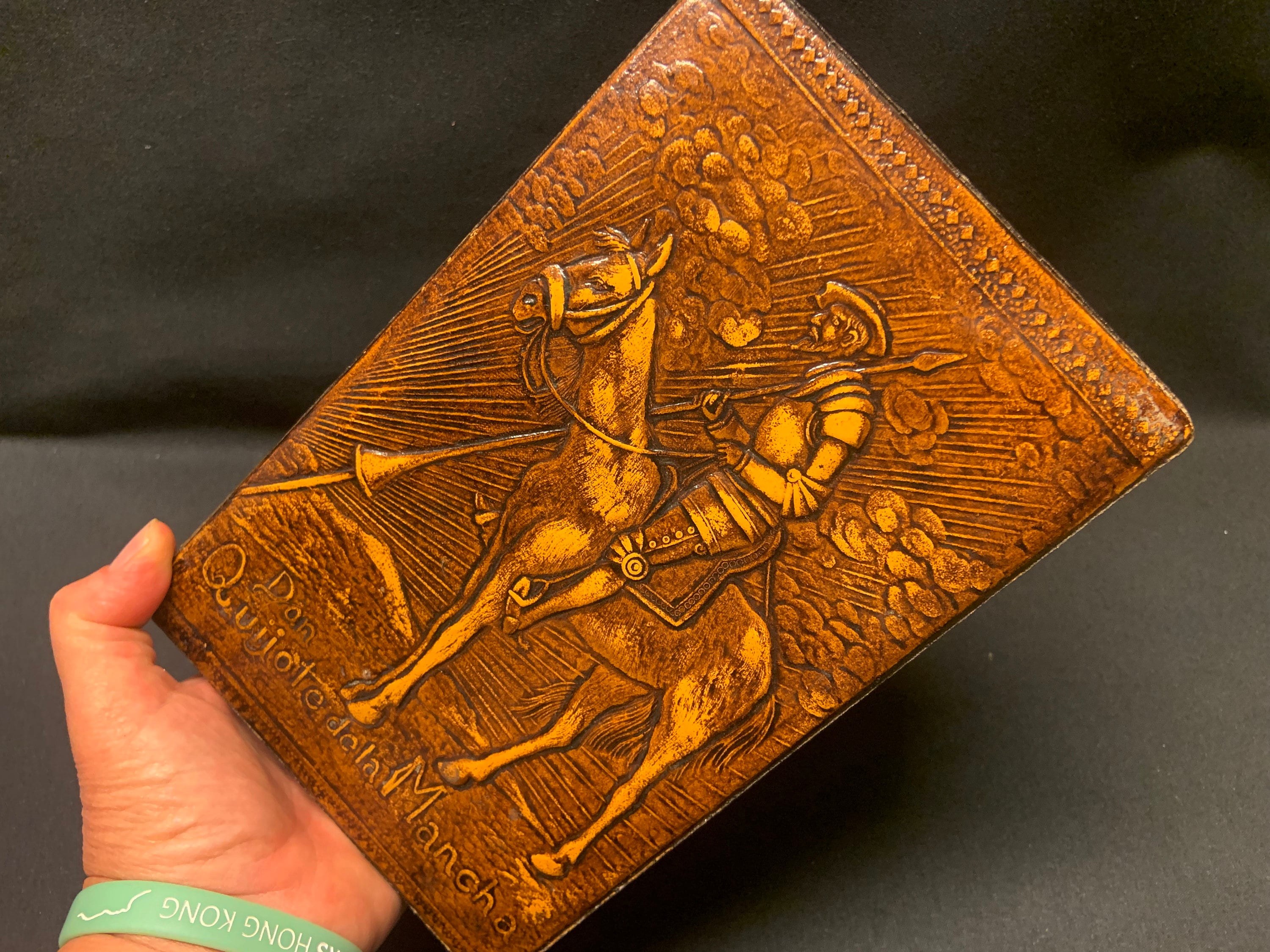Vintage Don Quixote Embossed Faux Leather Cigar Box