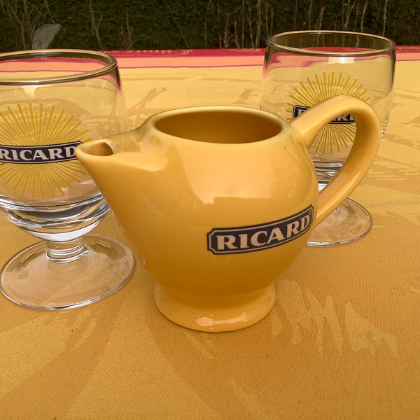 Paire de Pichets Ricard Revol Blanc/Marron/Noir Céramique Logo