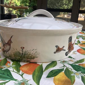Wildlife Decorated Glazed Pâté Terrine with Lid - French Country Oven Dish