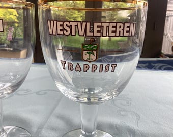 Westvleteren Trappist Beer Glass, Gold Rimmed, Vintage