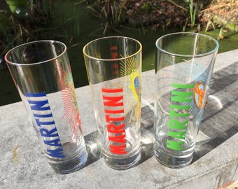 Vintage Martini Vermouth Long Drink Glasses - Set of 3