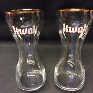 2 vasos Pauwel Kwak de la cervecería belga Pauwels, con fondo plano, 0,33 litros o 11,15 fl oz