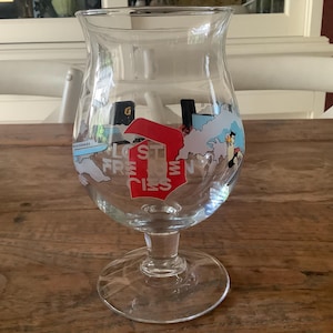 collectable Duvel glass by brewery Moortgat, with the red D logo Duvel, Lost Frequencies group, glass, Belgian beer, Belgium