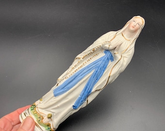 Vintage Our Lady of Lourdes Porcelain Statue, Religious Decor