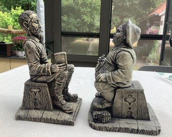 Cast Stone Don Quixote and Sancho Panza Bookends