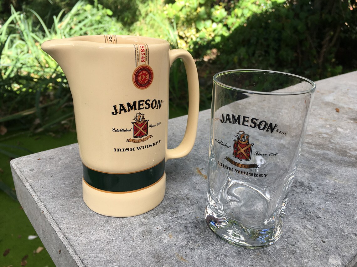 2 vintage Jameson Irish whiskey tumbler glasses Etsy