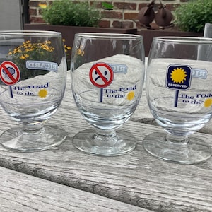 Ricard  vintage 3 the road Ricard glasses with 3 different Ricard illustrations