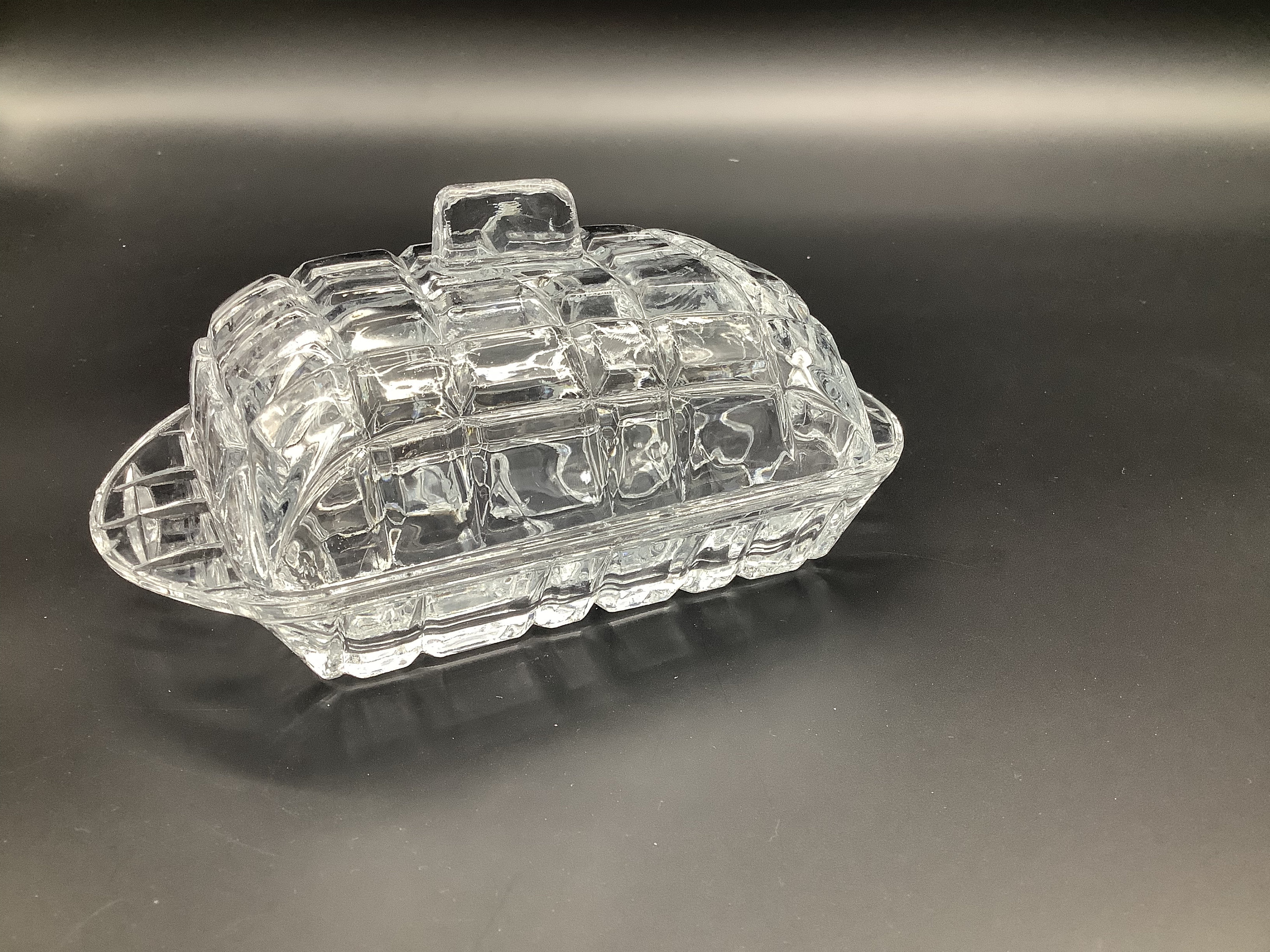 Beurrier En Verre Vintage Avec Couvercle - Rectangulaire Transparent - Garde Beurre Frais