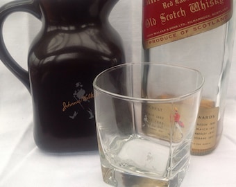 1 Vintage Johnnie Walker Glass Mug - Keep Running, Finish Flag Races