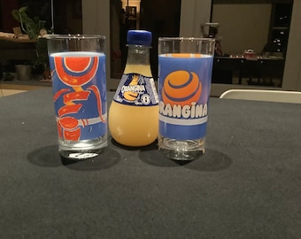 Lot De 6 Verres à Pied Orangina Vintage - Satinés Gris - Set Complet