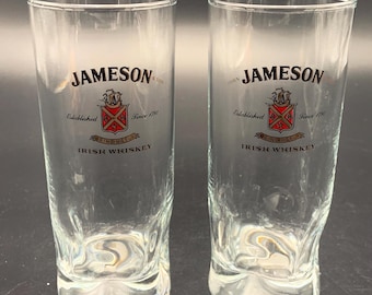 2 vintage Jameson Irish whiskey tumbler glasses, large size