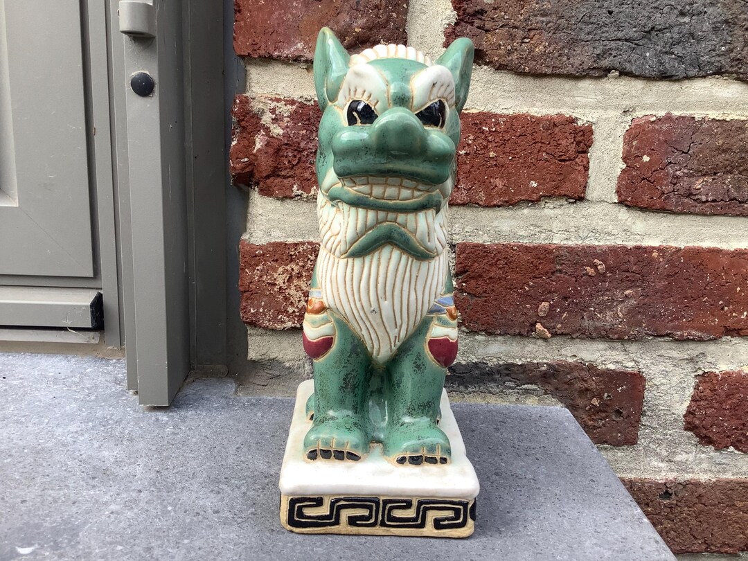 Green Vietnamese Lion Dog From the Mid-century Glazed Ceramic - Etsy