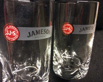 2 vintage Jameson irish whiskey glasses tumblers