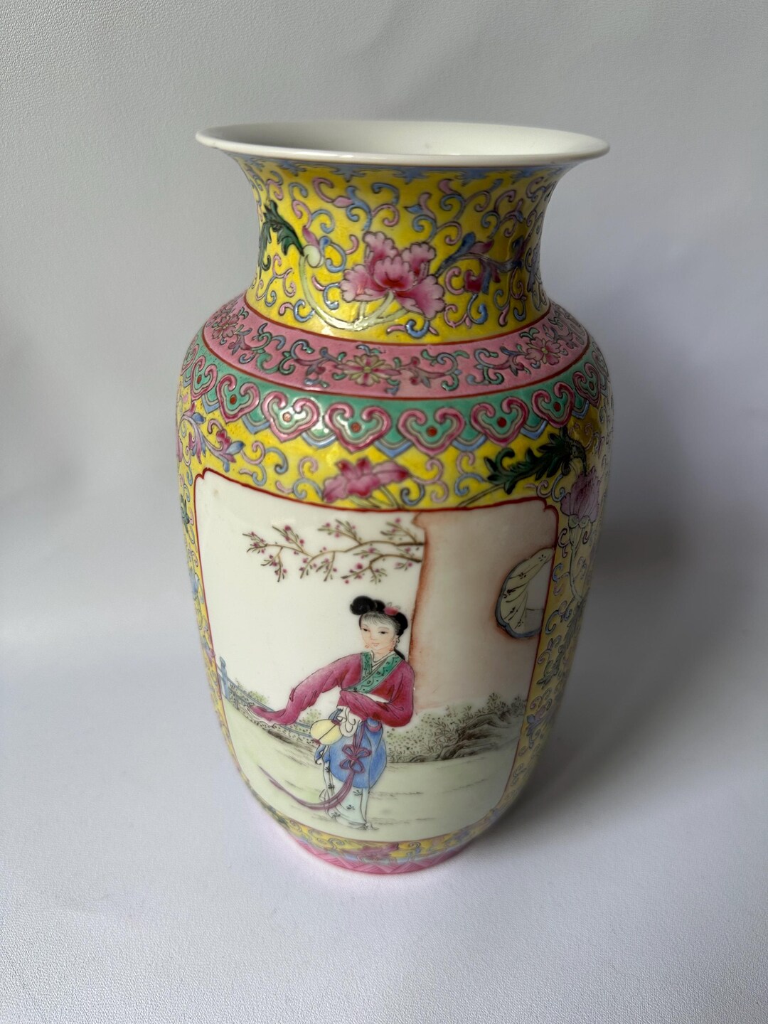 Vintage Chinese Ceramic Vase Hand Painted Mid 20th Century Piece ...