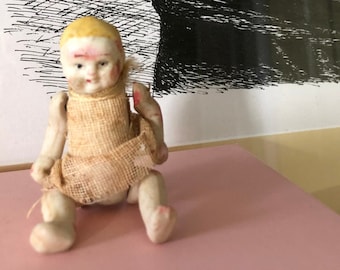 Vintage Bisque Porcelain Penny Doll in a Chemise Made in Japan
