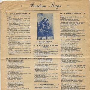 Freedom Sings Patriotic Lyrics for War Bond Rallies U.S. Government Printing Office 1943 O-542017