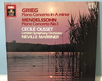 Cécile Ousset Grieg Pianoconcert in a mineur Mendelssohn Pianoconcert nr. 1 London Symphony Orchestra Neville Marriner Angel 1985 Vinyl