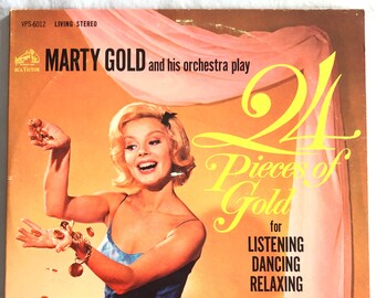 Marty Gold and His Orchestra Play 24 Pieces of Gold for Listening Dancing Relaxing RCA Victor 1962 Vintage Vinyl Double Record Album