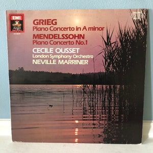 Cécile Ousset Grieg Piano Concerto in A Minor Mendelssohn Piano Concerto No. 1 London Symphony Orchestra Neville Marriner Angel 1985 Vinyl