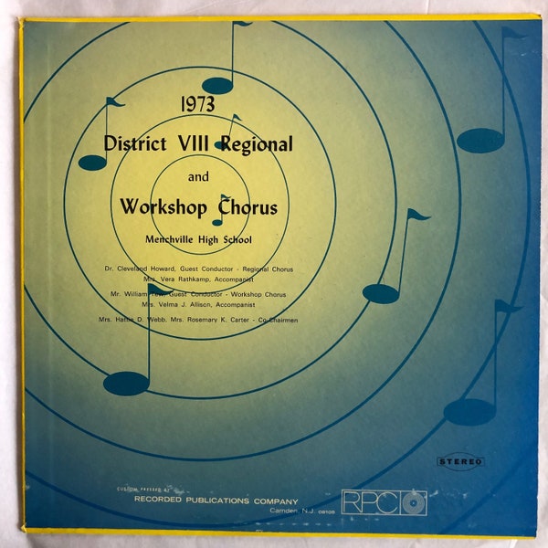 1973 District VIII Regional and Workshop Chorus Menchville High School Newport News, VA Vintage Vinyl Record Album