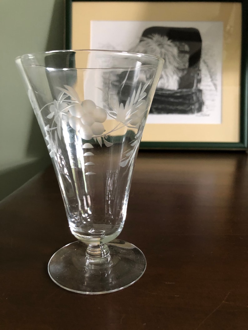 Vintage Gray Cut Optic Crystal Juice Glass Etsy