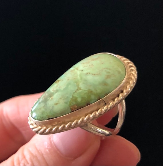 Turquoise Statement Ring Silver Bezel Setting Spl… - image 9