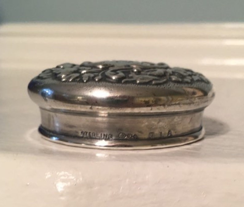 Antique Crystal Inkwell Paperweight With Ornate 716 Sterling Silver