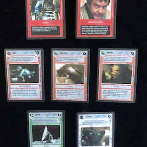 Lot von 7 1996 Star Wars CCG Karten DecIFFER anpassbare Kartenspiel