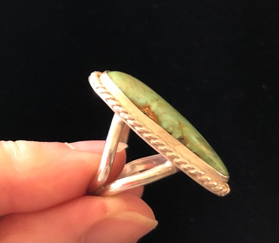 Turquoise Statement Ring Silver Bezel Setting Spl… - image 10