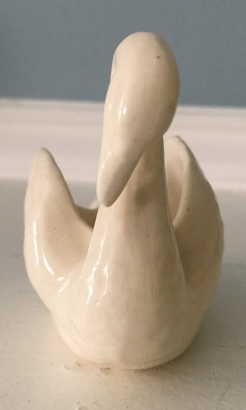 Vintage Ceramic Swan Ring Trinket Holder Mid-Century