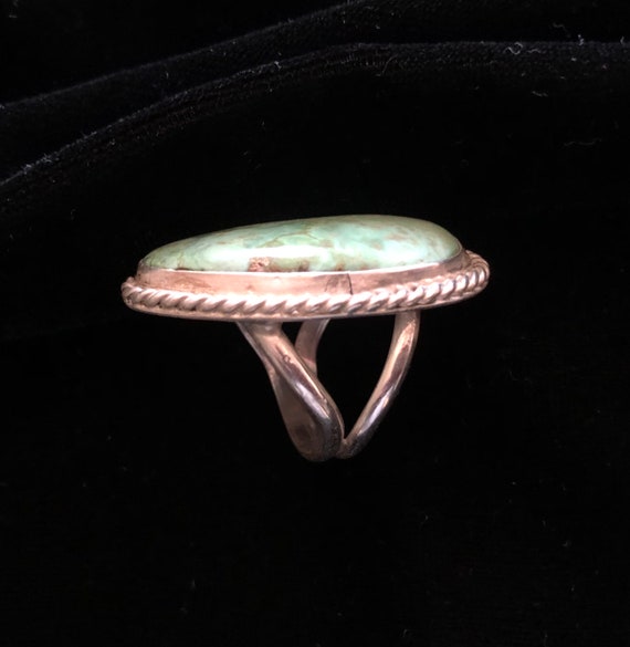 Turquoise Statement Ring Silver Bezel Setting Spl… - image 5