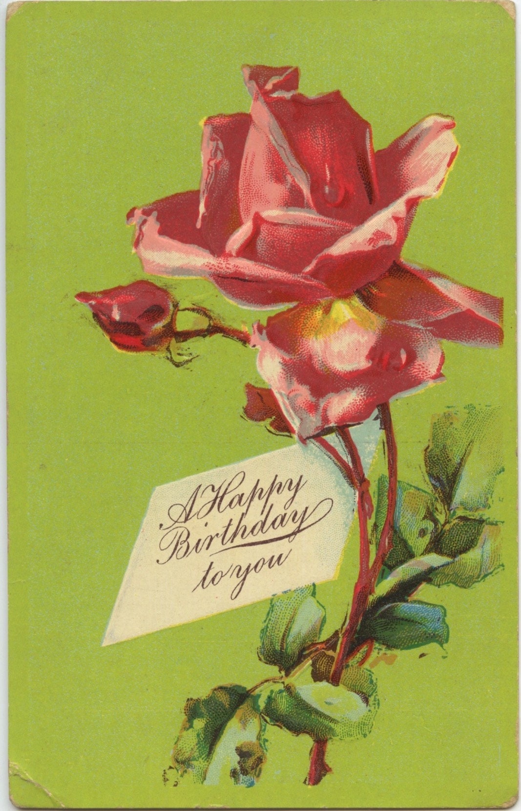 Antique Lightly Embossed Golden Age Birthday Postcard Ben Franklin Stamp Hyacinth, VA 1910