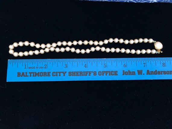 Vintage Hand Knotted Faux Pearl Necklace 16 Inches - image 8