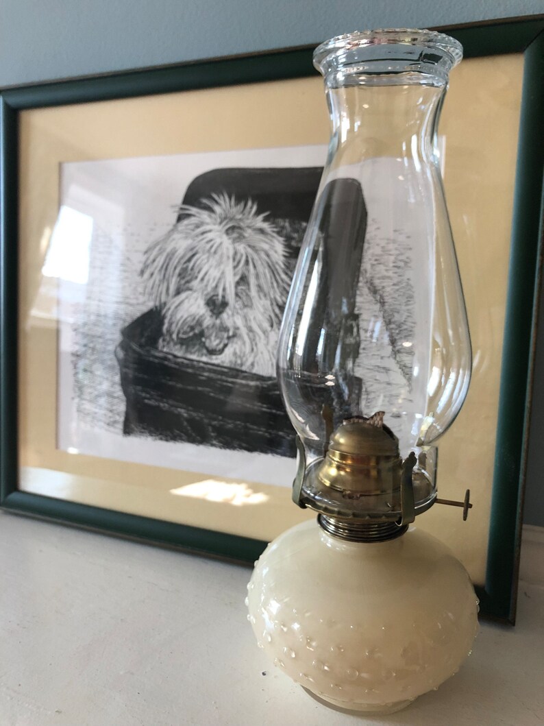 Vintage Lamplight Farms Hobnail Glass Oil Lamp Etsy